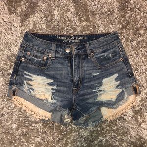 Denim Shorts with lace pockets